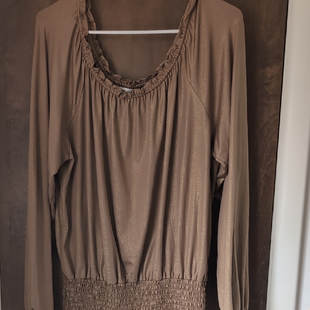 JohnPaulRichard Brown Ruffled Long Sleeve Blouse